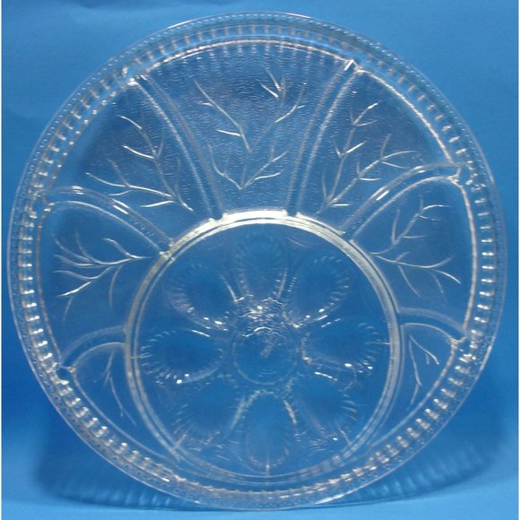 13" Indiana Glass Round 8 Egg 7 Section Egg & Relish Plate / Dish EASTER - Picture 1 of 7